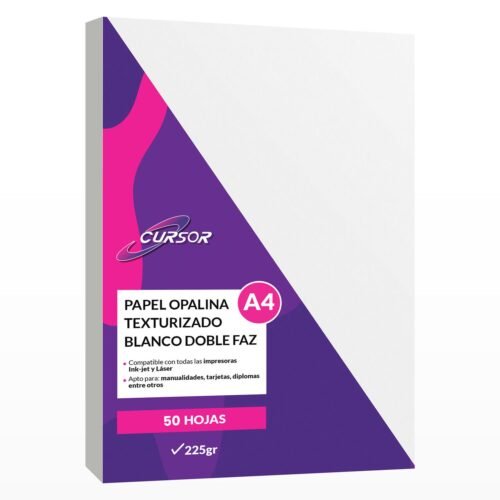 Papel Opalina Texturizada Tipo Lino Blanco A4 225 g – 50 Hojas
