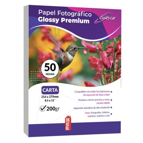 Papel fotográfico brillante una cara de 200g. Cantidad: 50 hojas.