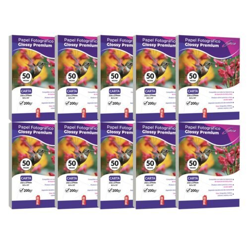 Papel fotográfico brillante una cara de 200g. Cantidad: 500 hojas.