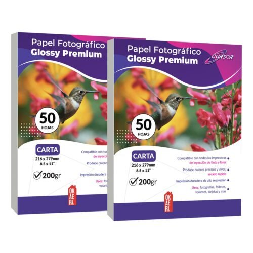 Papel fotográfico brillante una cara de 200g. Cantidad: 100 hojas.